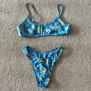PacSun L.A. HEARTS blue floral hibiscus print bikini XS